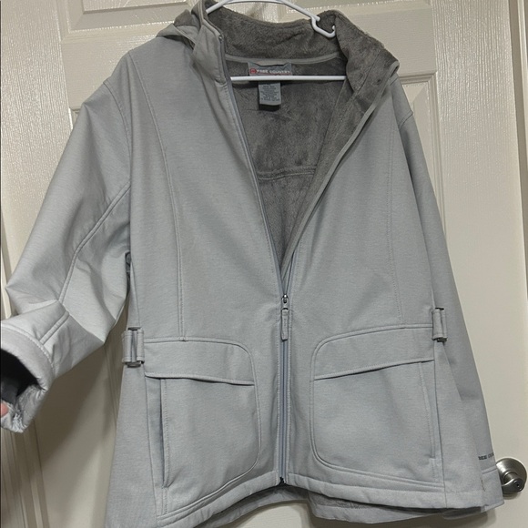 Free Country Jackets & Blazers - Free Country Light Gray Water Resistant Rain Coat with Removable Hood sz 2X